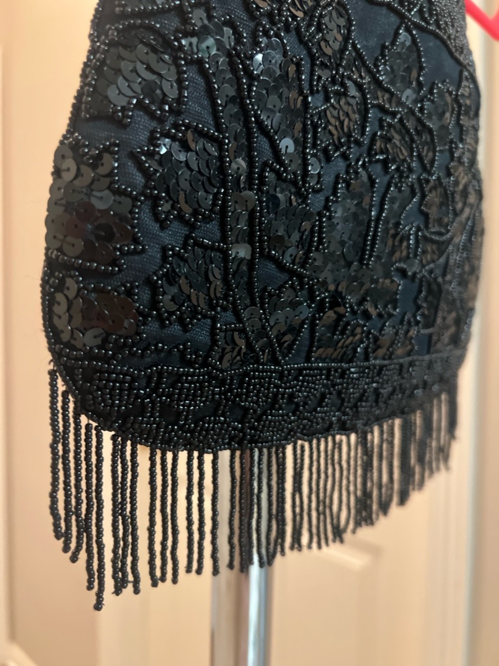 Black Beaded Fringe Evening Bag - Picture 4 of 8